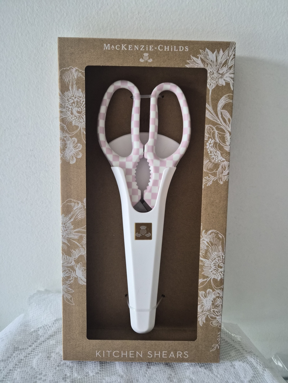 Mackenzie-Childs Pink Check Kitchen Shears